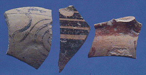 Frammenti di ceramica micenea, dalla località Castiglione (Casamicciola). Età del Bronzo (Civiltà Appenninica, 1400 a. C. ca.)