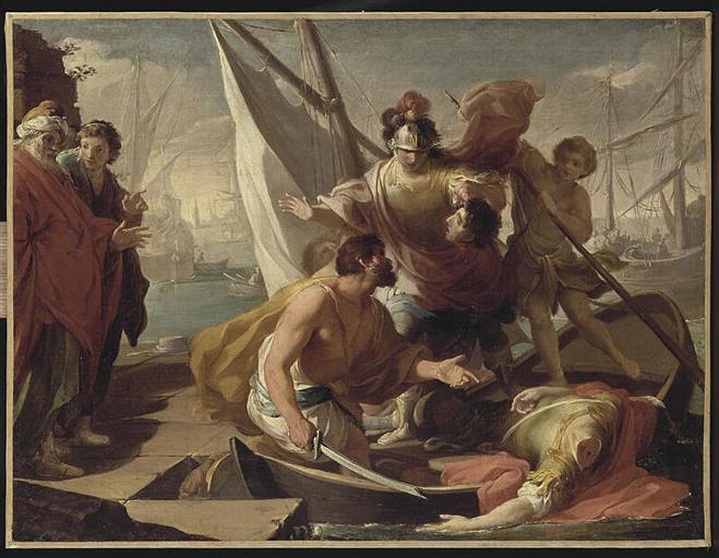 Anonimo, La morte di Pompeo, XVIII sec., Digione, Museo nazionale Magnin